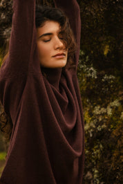 Relaxed Raglan Sleeve Jumper Rust Brown