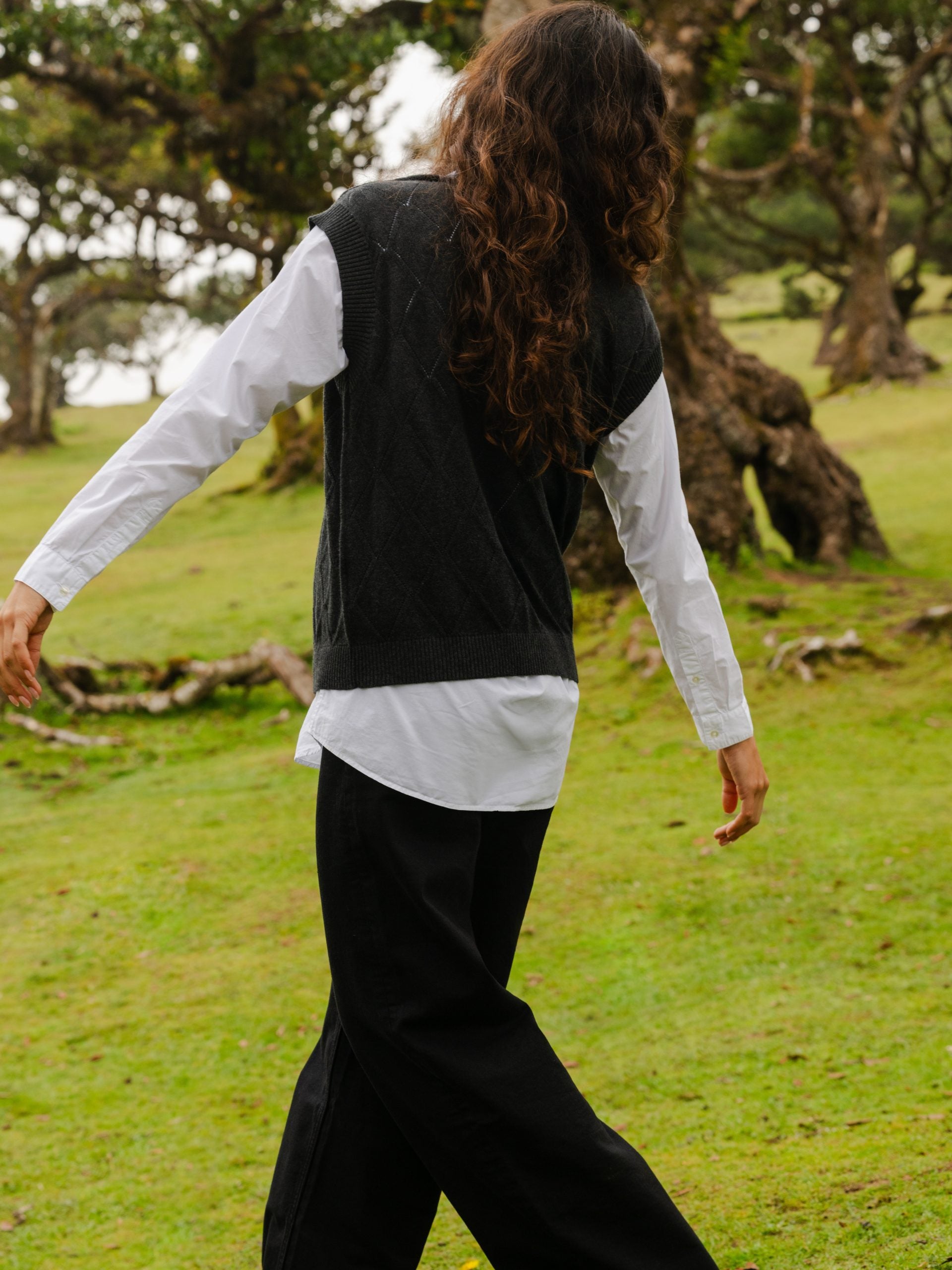 Diamond Knit Tank Top Charcoal