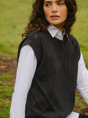 Diamond Knit Tank Top Charcoal