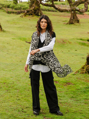 Animal Print Shawl Black