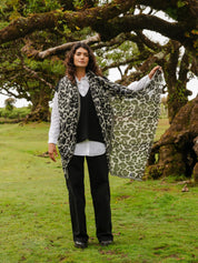 Animal Print Shawl Black