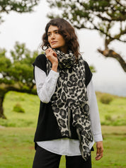 Animal Print Shawl Black