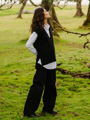 Boxy Wool Slipover Black