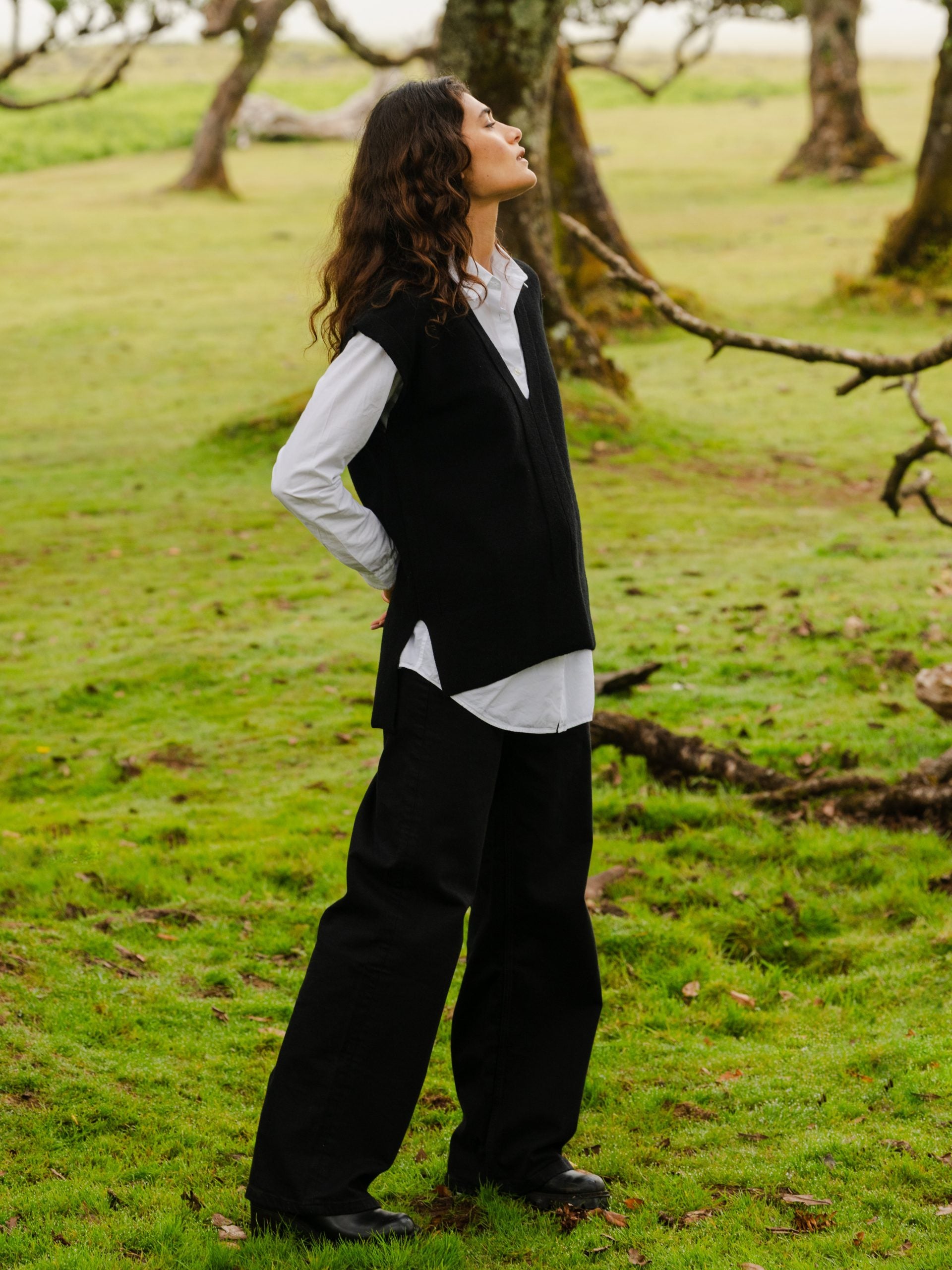 Boxy Wool Slipover Black