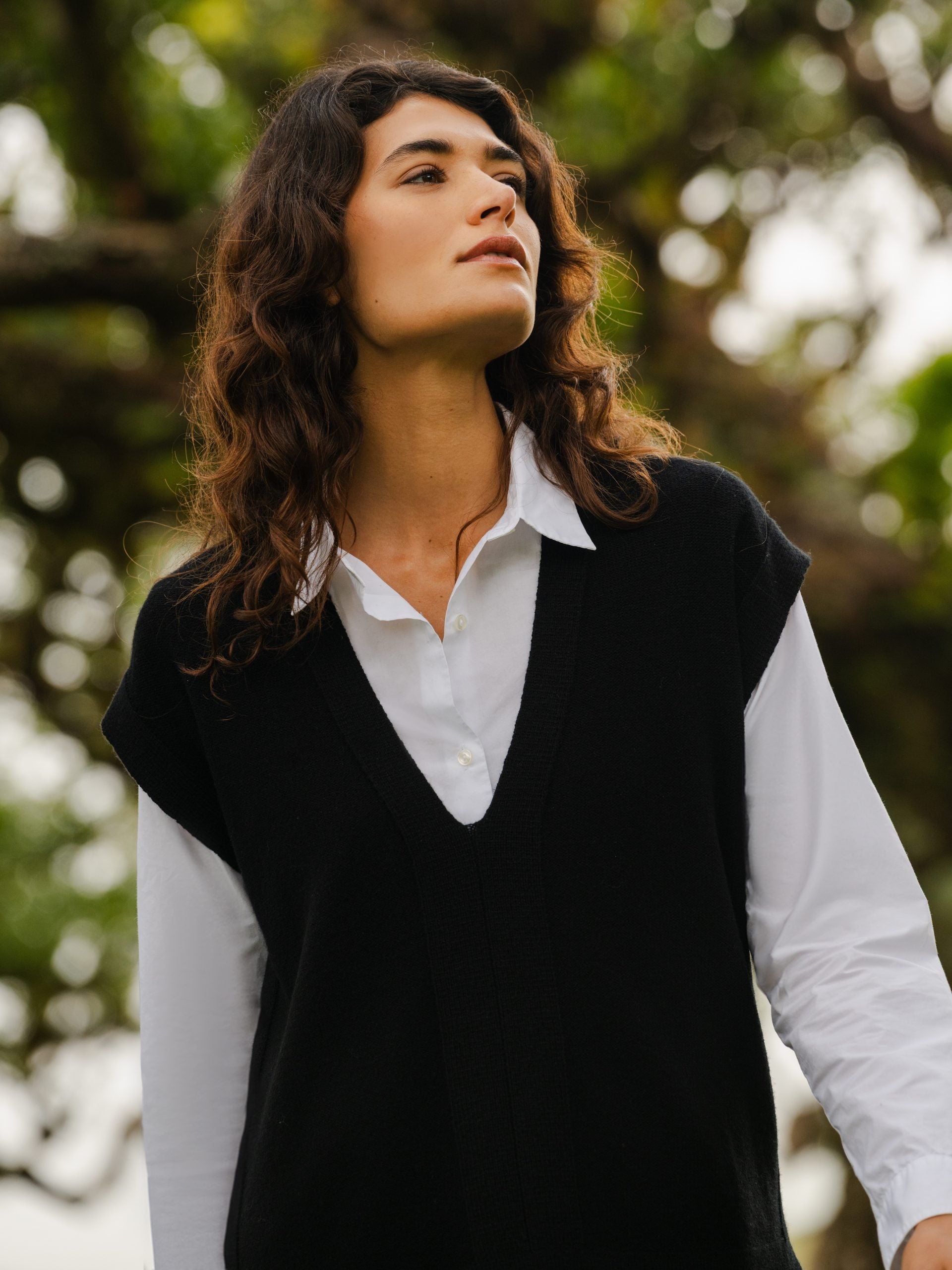 Boxy Wool Slipover Black