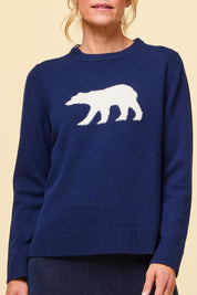 Merino Wool Polar Bear Jumper | Navy/Cream