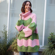 Nelly Chevron Roll Neck Knitted Jumper Dress - Pink