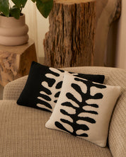 Organic Shape Wool & Cashmere Knitted Cushion Black