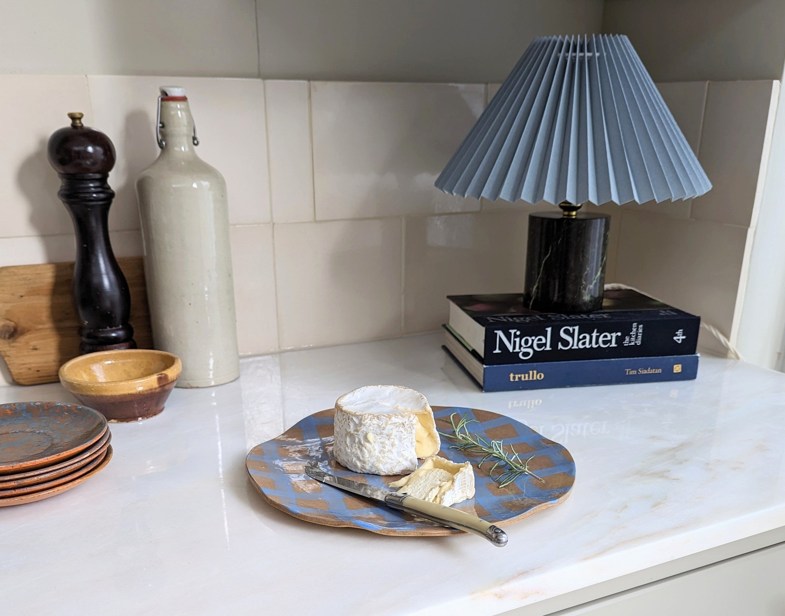 Blue Gingham Serving Platter