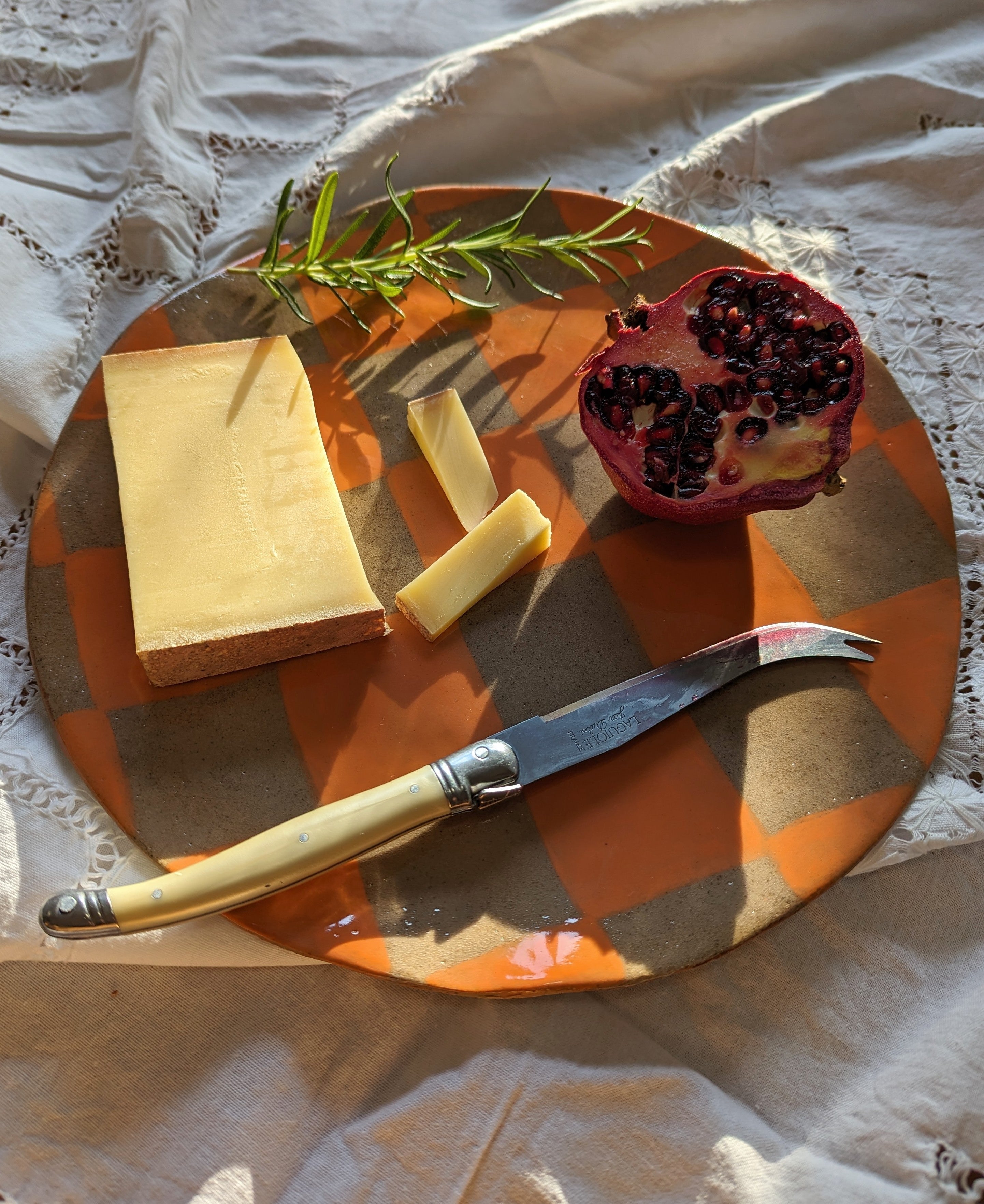 Orange Check Serving Platter