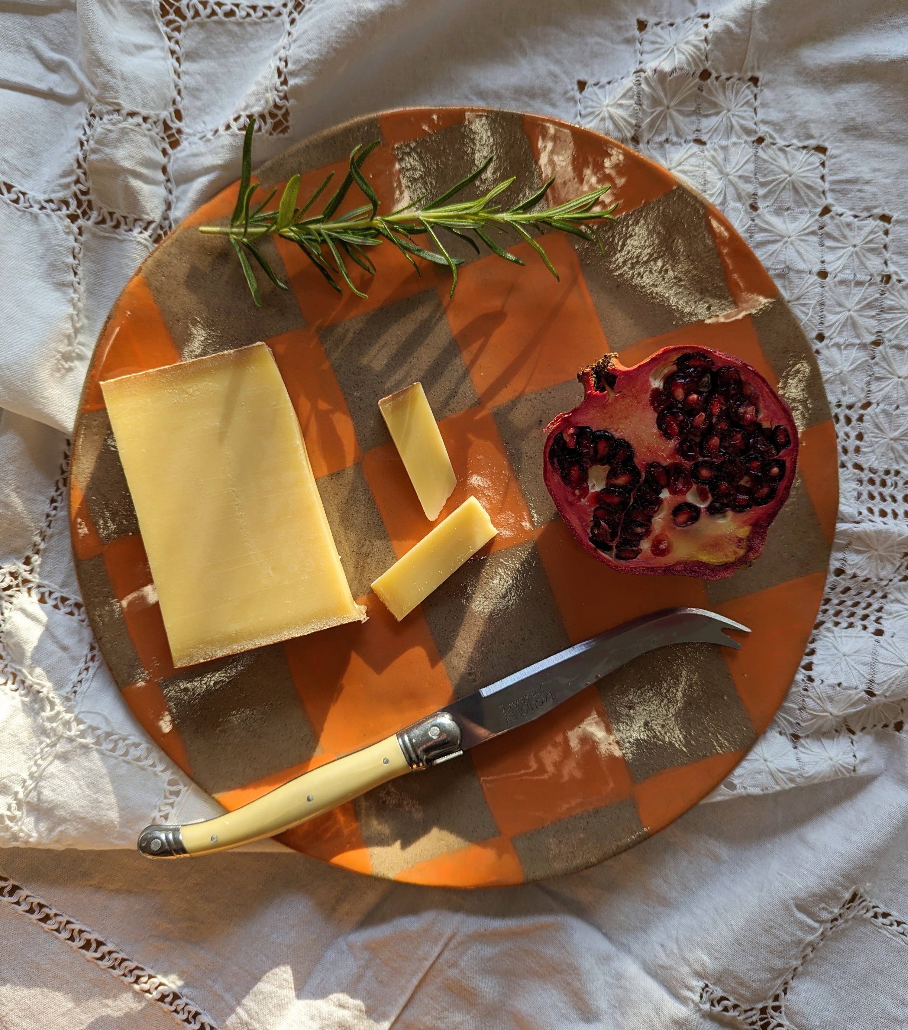 Orange Check Serving Platter