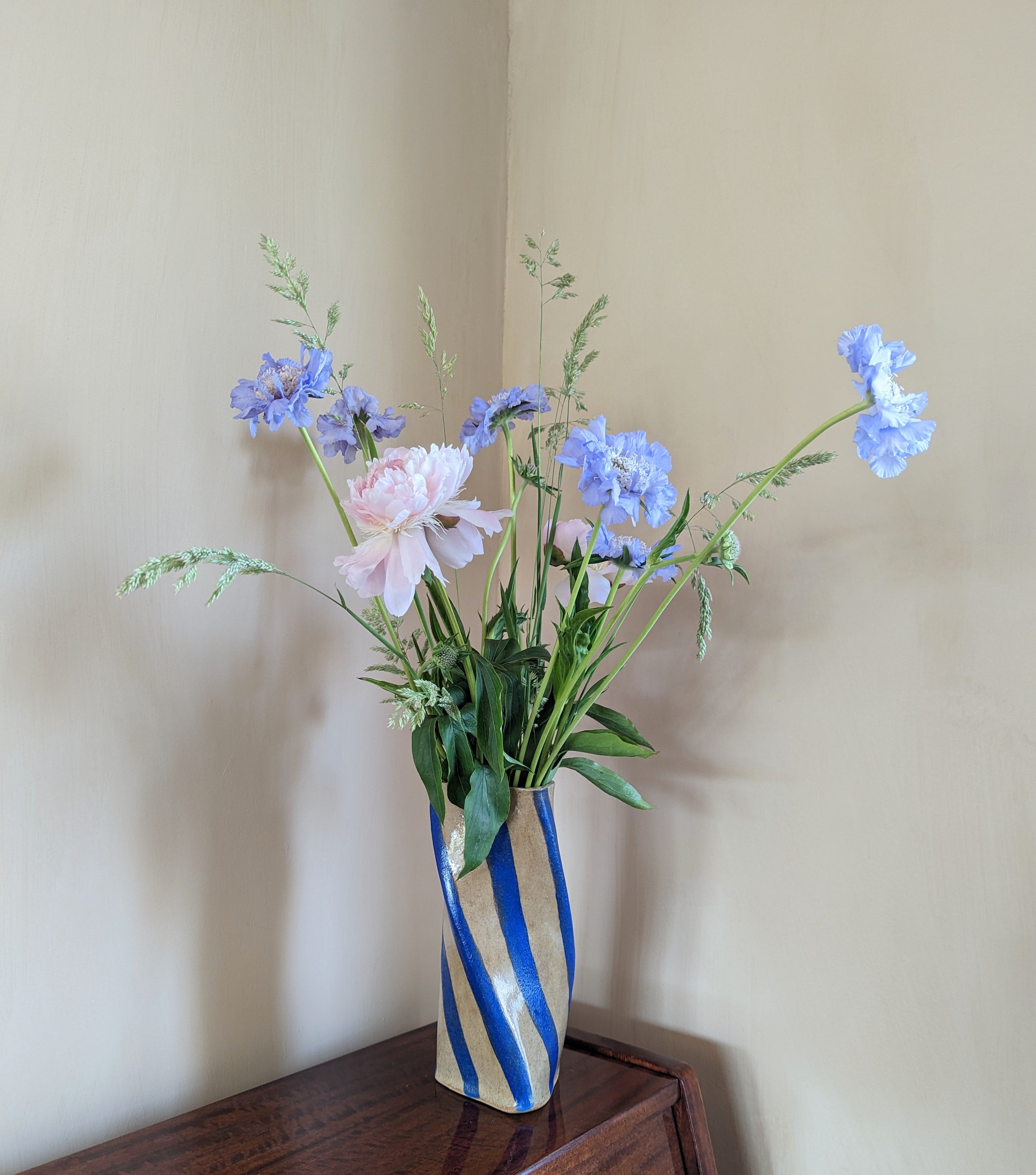 Blue Stripe Twist Vase