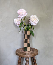 Green Check Twist Vase