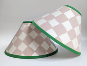 Plaster Pink & Emerald Checkerboard Hand Painted Lampshade