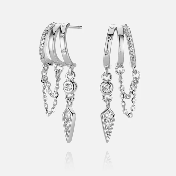 Palma Spike Charm Earring - Silver