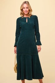 Paloma Round Neck Long Sleeve Dress | Bottle Green