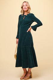 Paloma Round Neck Long Sleeve Dress | Bottle Green