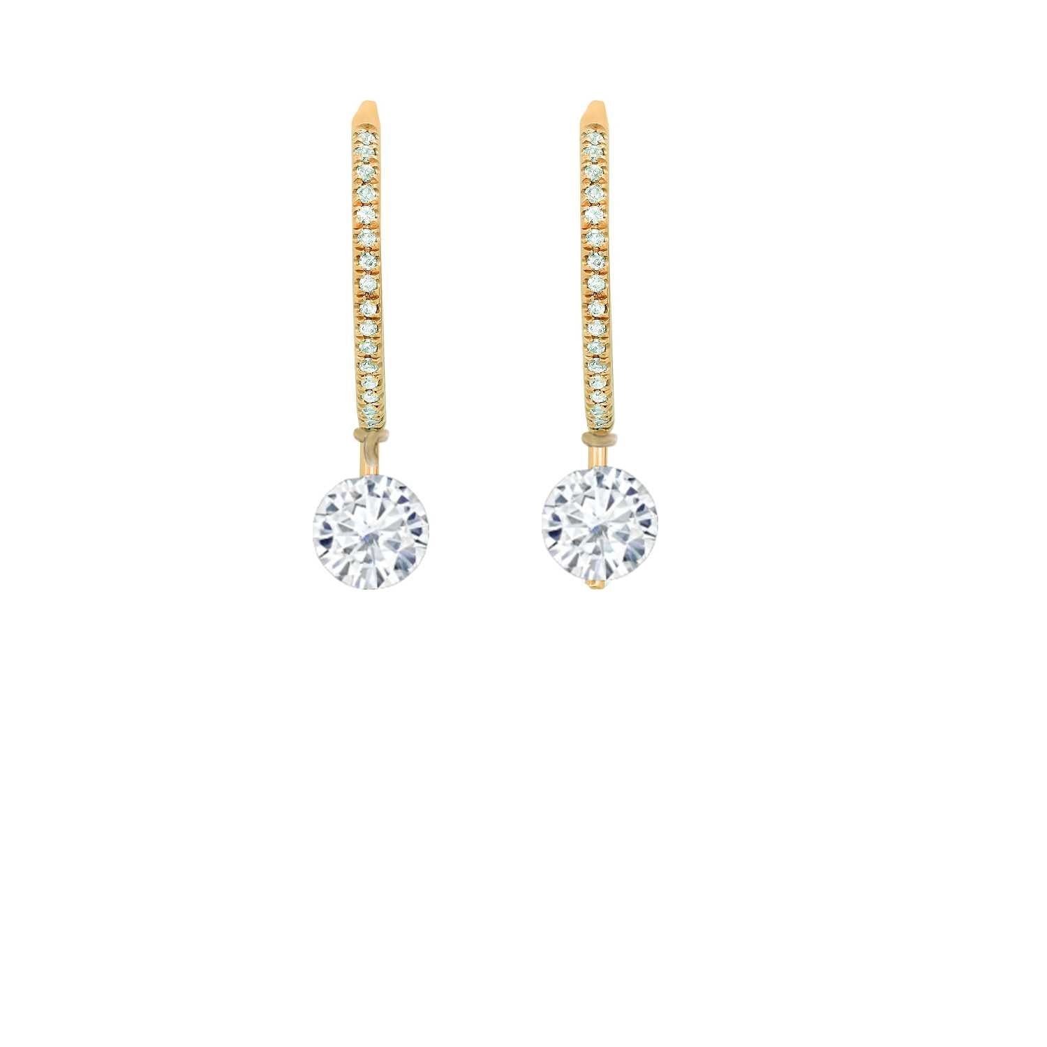 Rising Star Pave Diamond Hook Earrings with Large drop