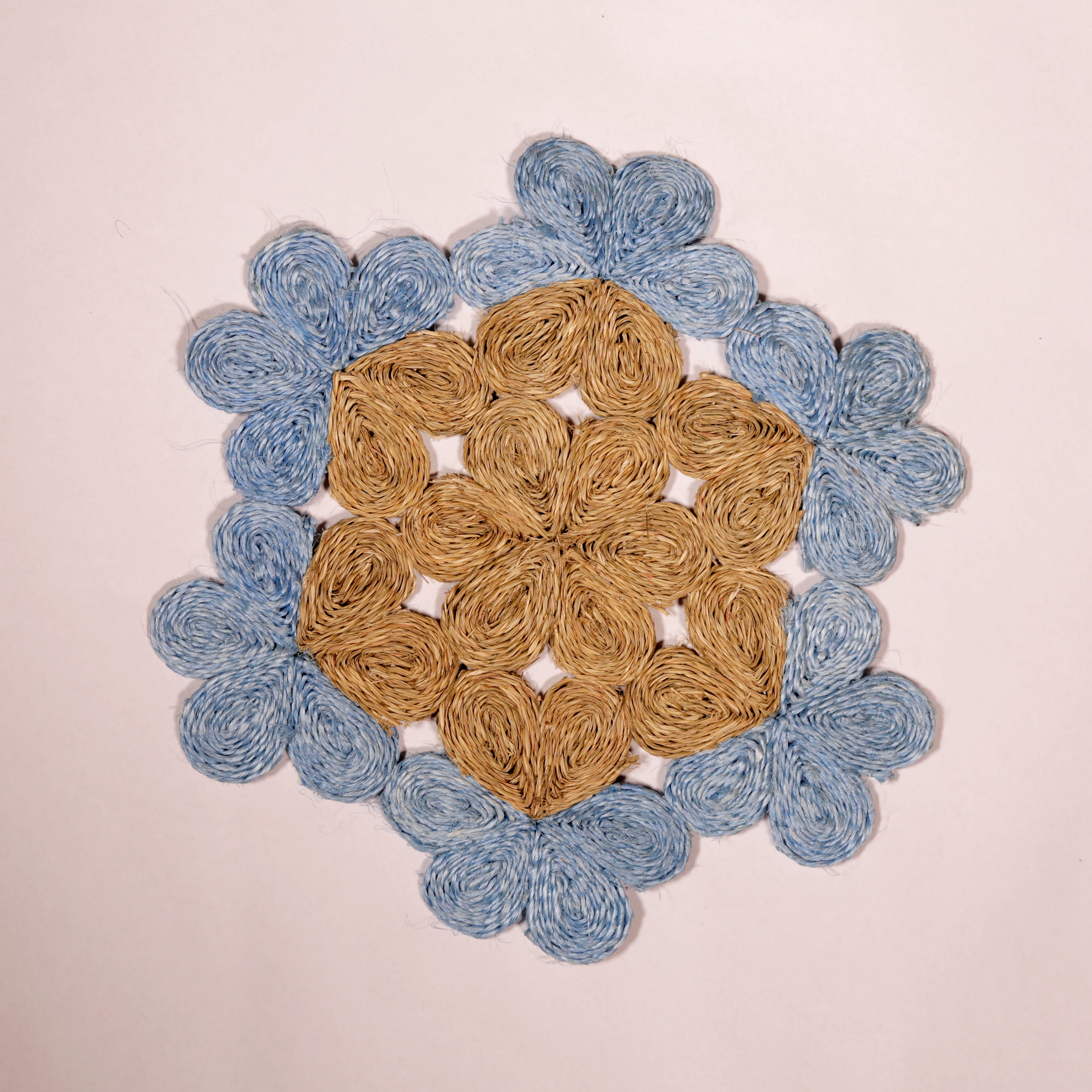 White and Natural Imbali Hexagon Placemat