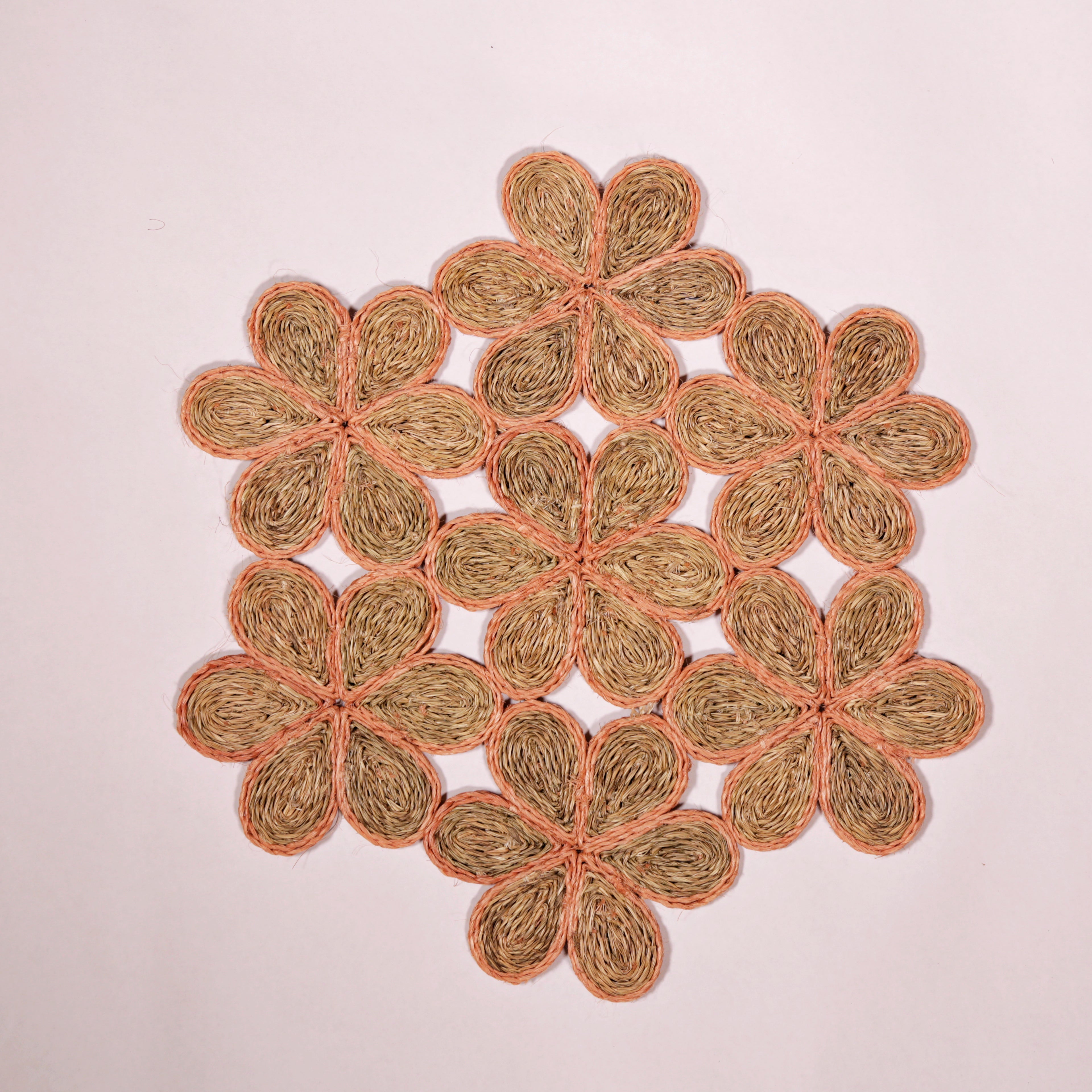 White and Natural Imbali Hexagon Placemat