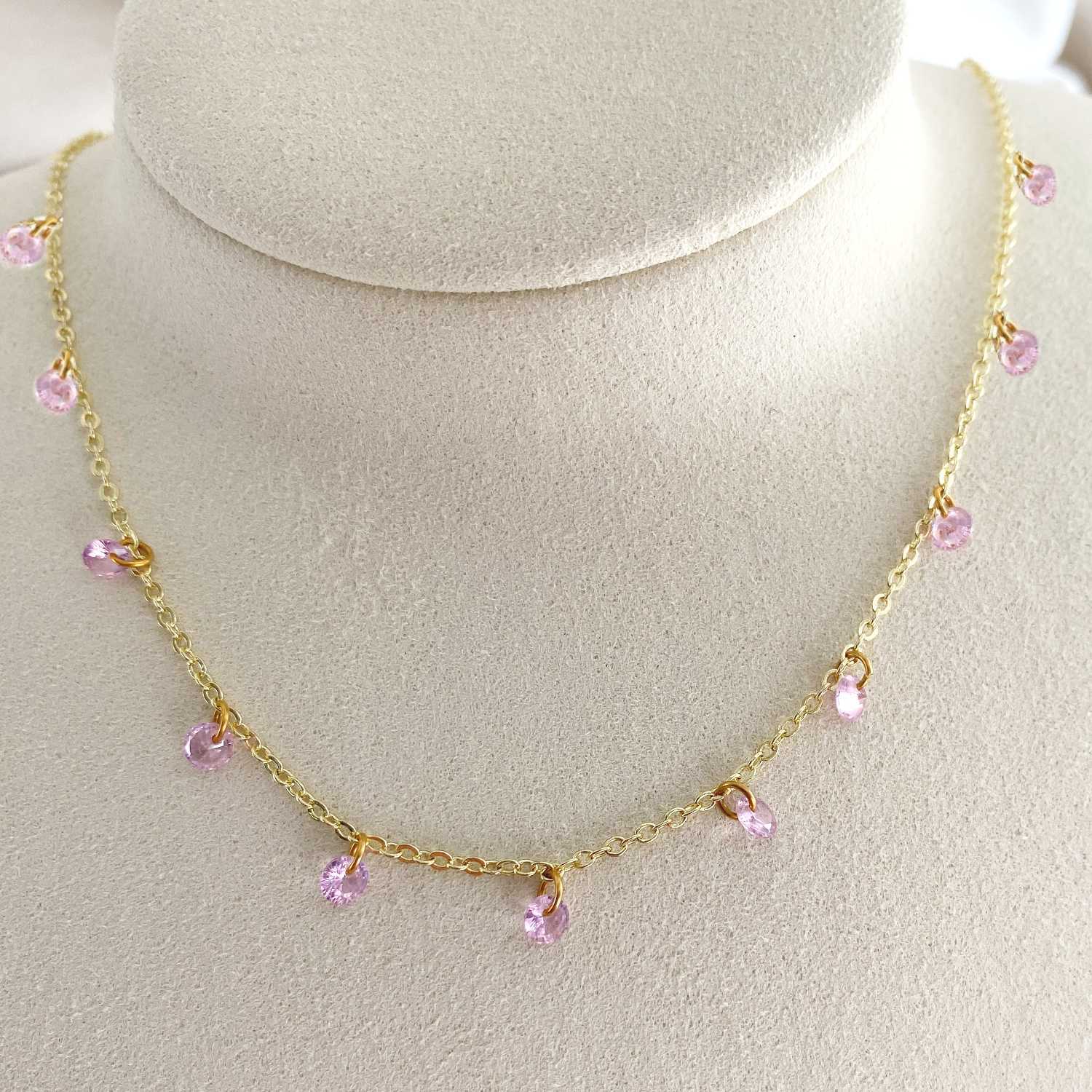 Rising Star Pink Sapphire Station Necklace