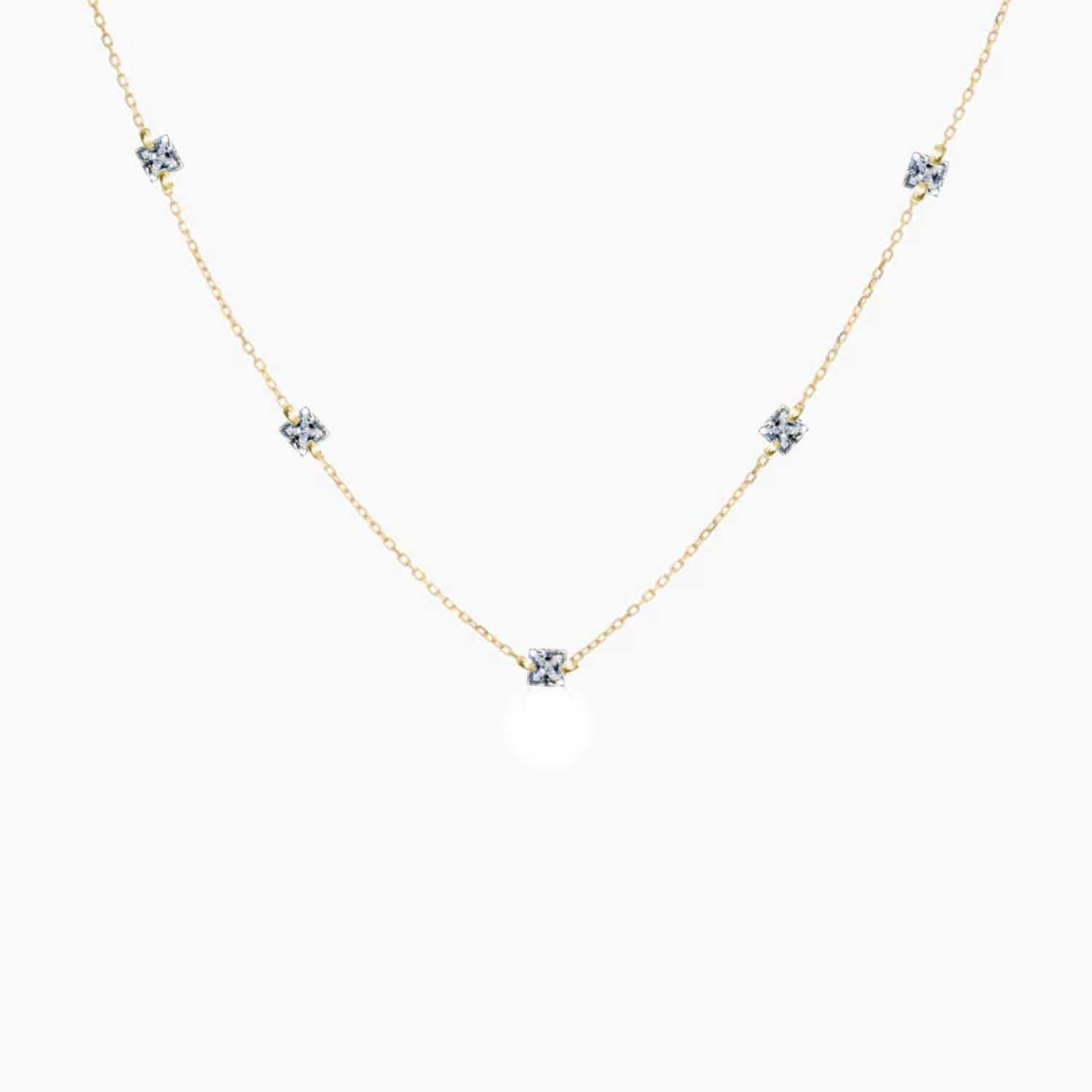 Rising Star Princess Cut Diamond Station Necklace