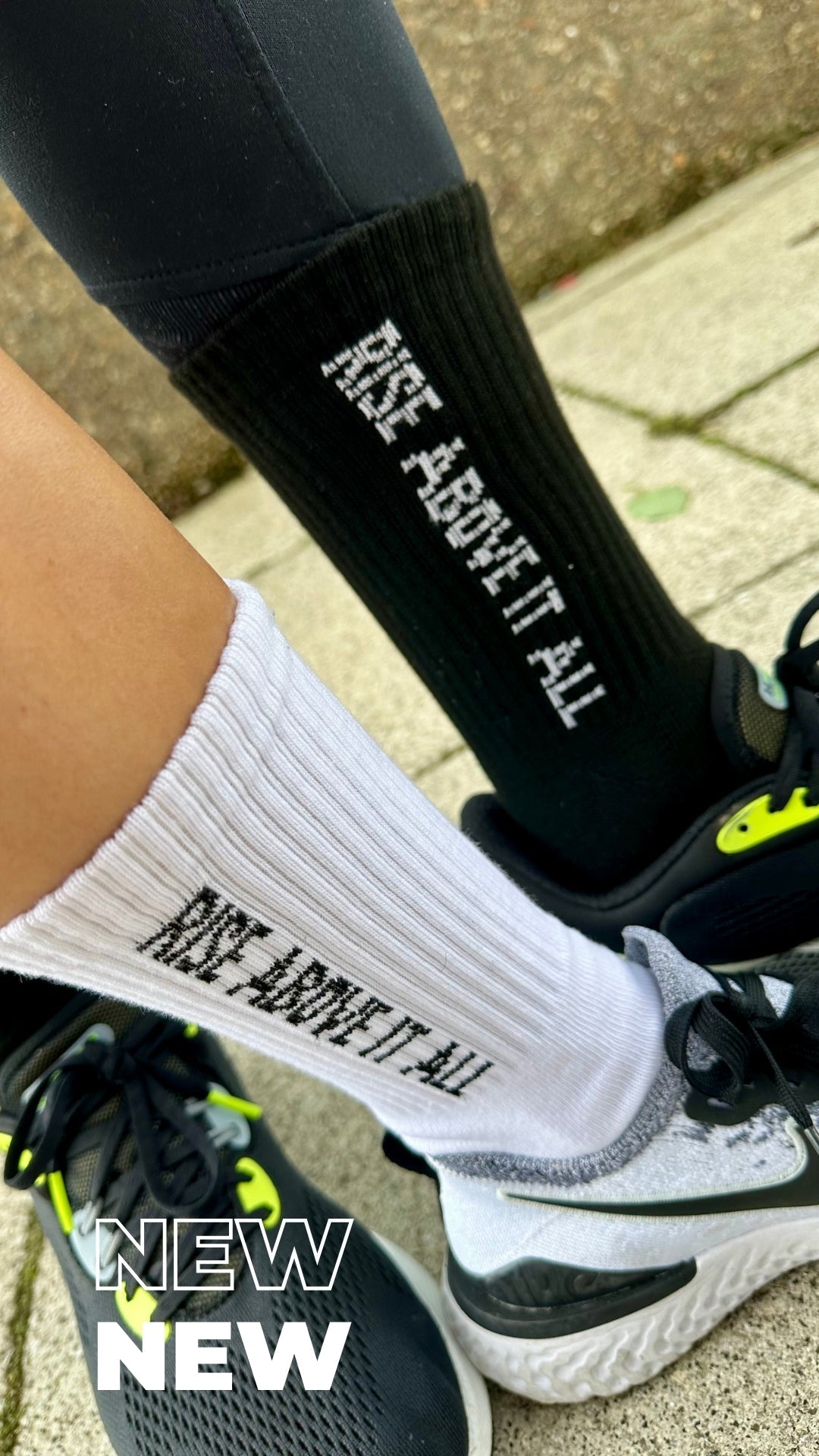 “Rise Above It All” Logo Socks - White