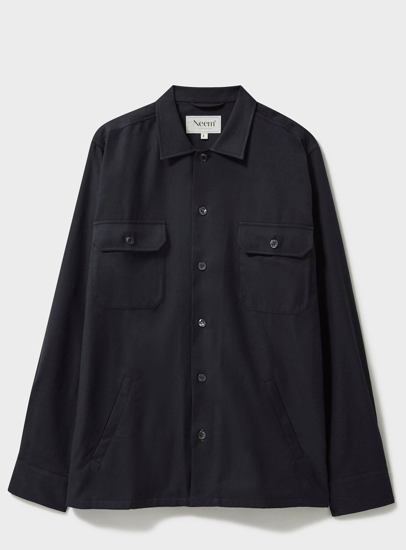 Regenerative Cotton Flannel Black Piccadilly Overshirt