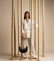 River Vegan Bio-Based Bamboo Leather Hobo Bag in Black