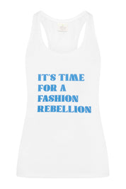 Racer Tank With Print - Diamond White