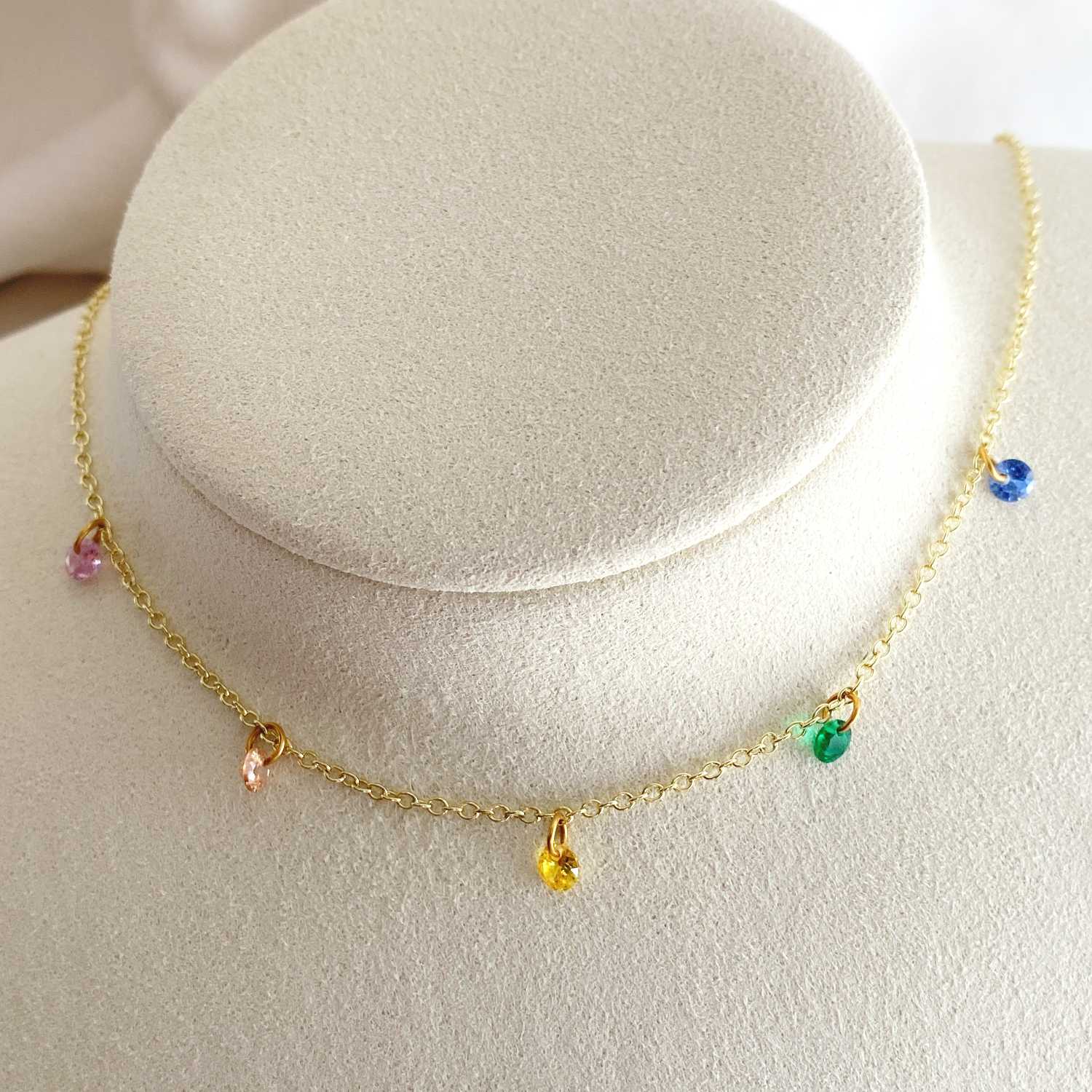 Rising Star 5 Rainbow Sapphire Dangle Necklace