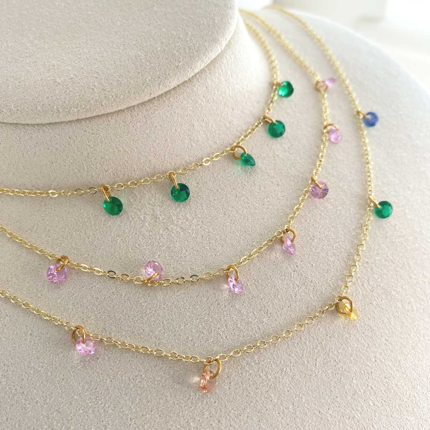 Rising Star Rainbow Sapphire Station Necklace