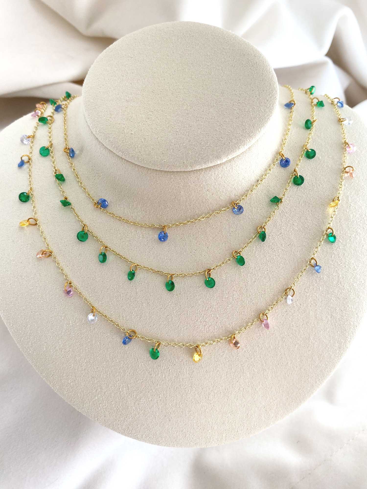 Rising Star Rainbow Sapphire Station Necklace