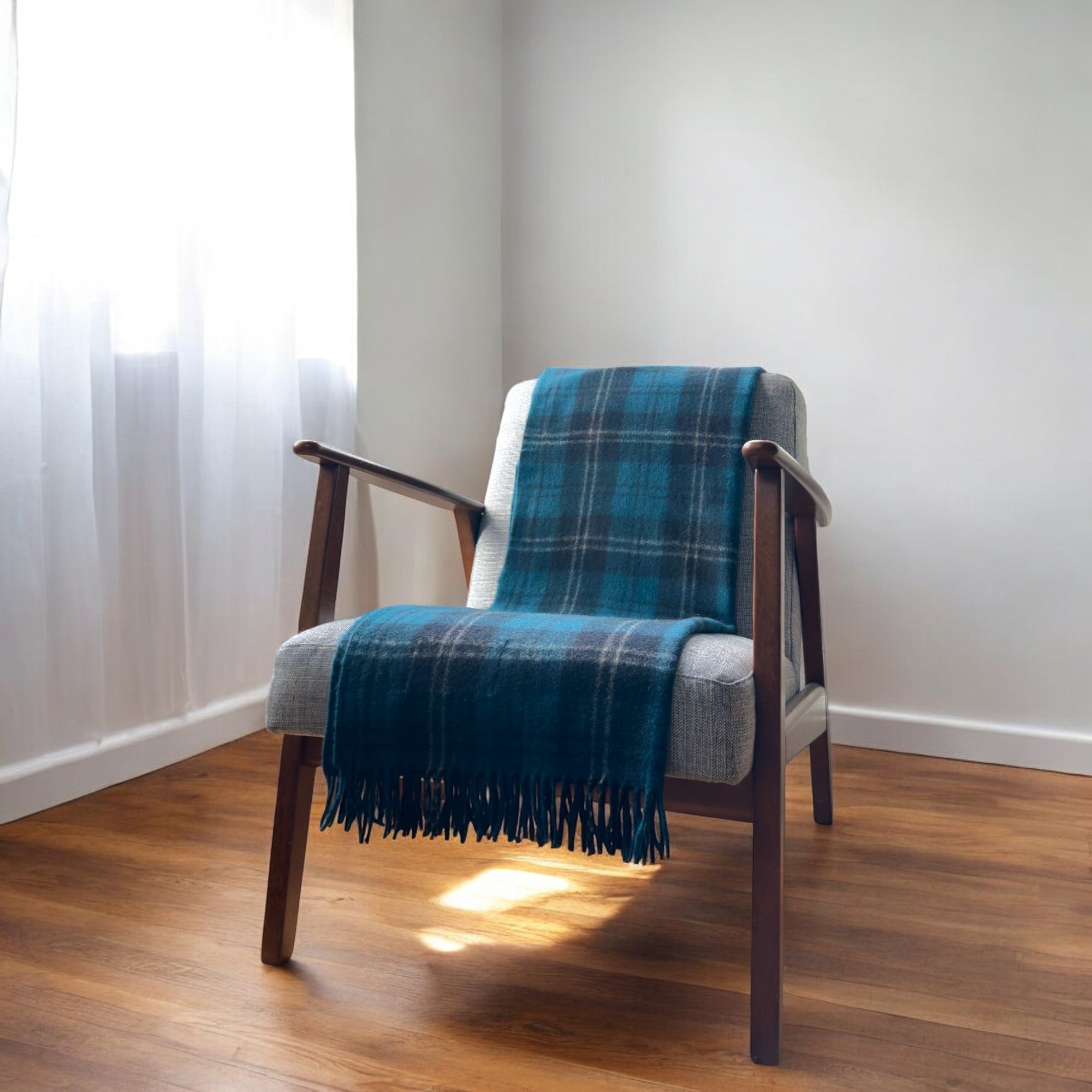 Ramsay Blue - 100% Recycled Wool Tartan Knee Blanket