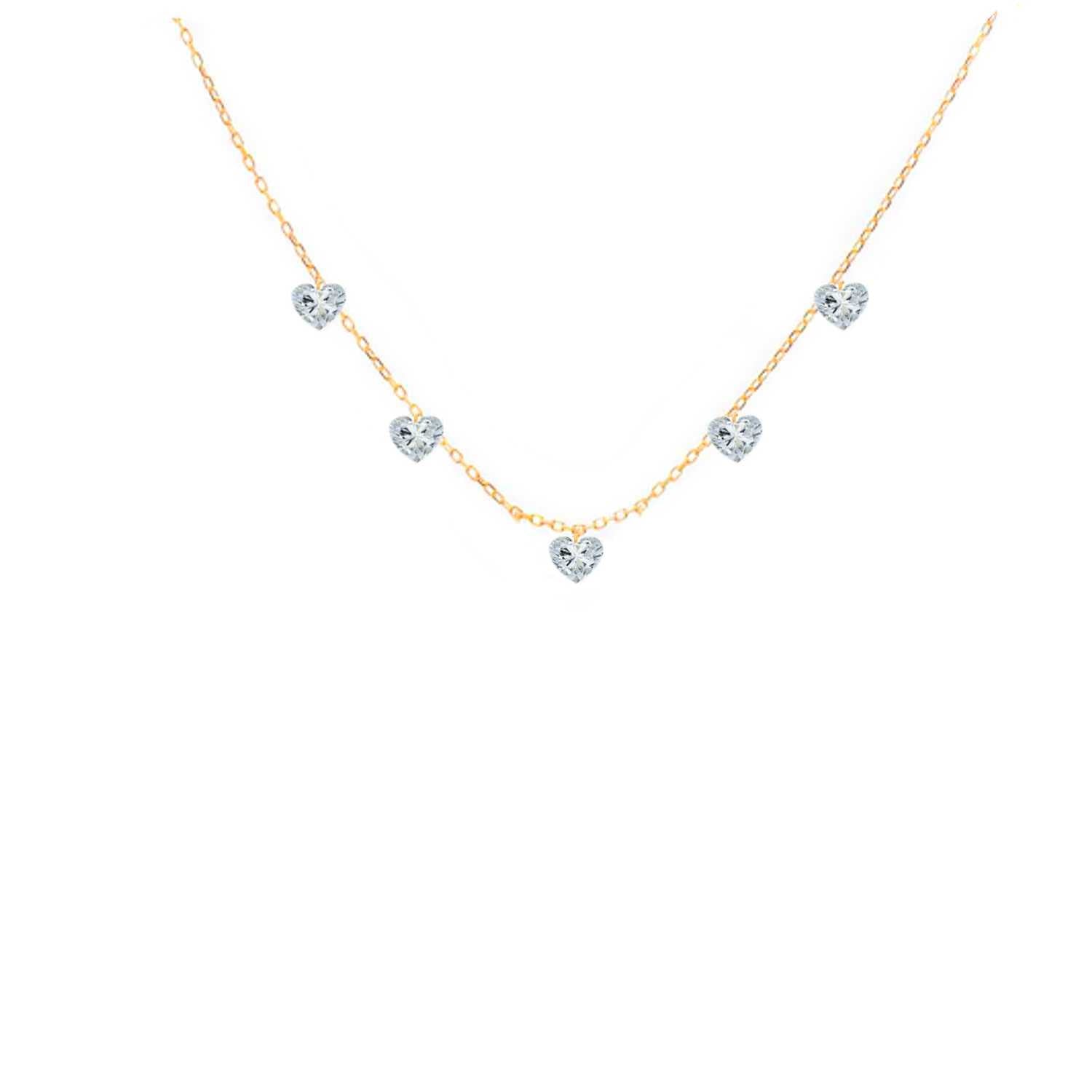 Rising Star 5 Heart Diamond Dangle Necklace