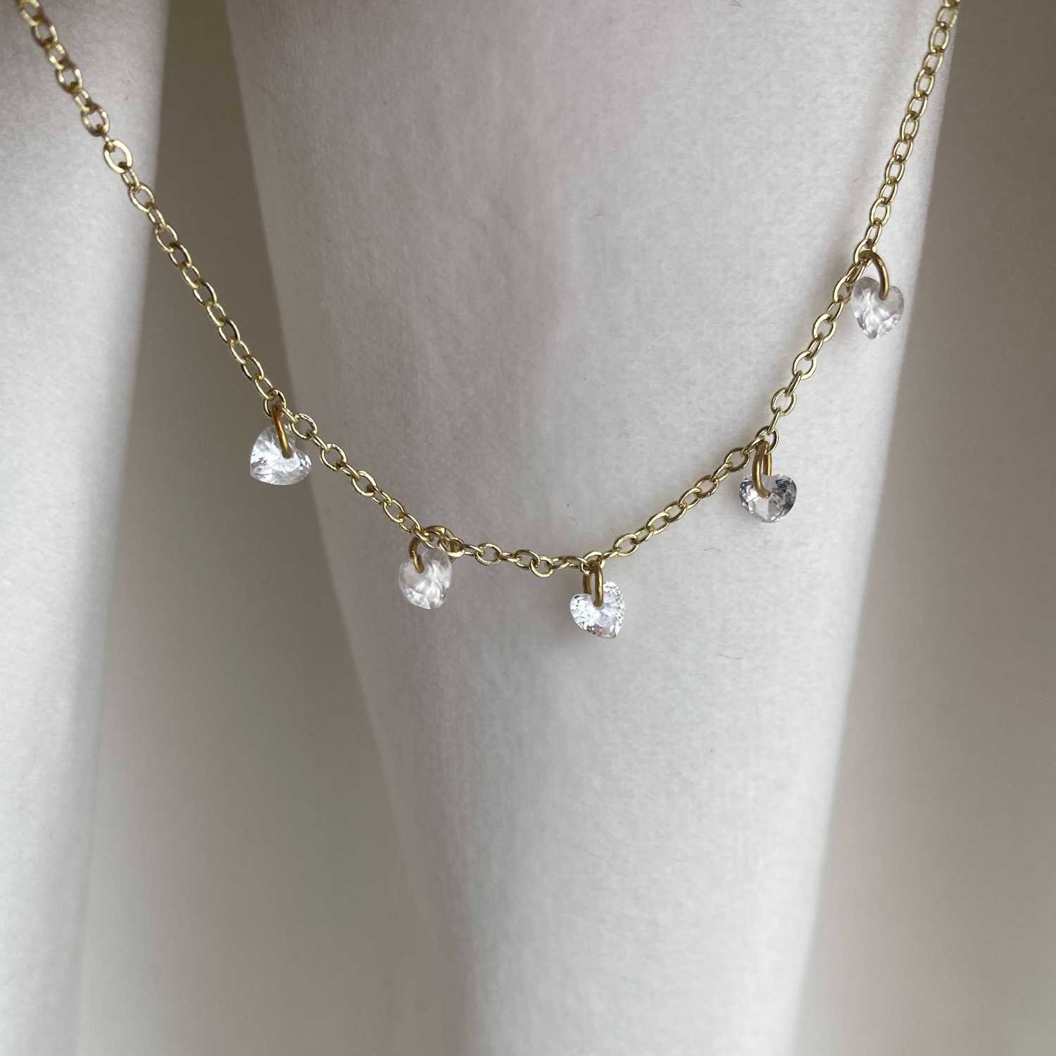 Rising Star 5 Heart Diamond Dangle Necklace