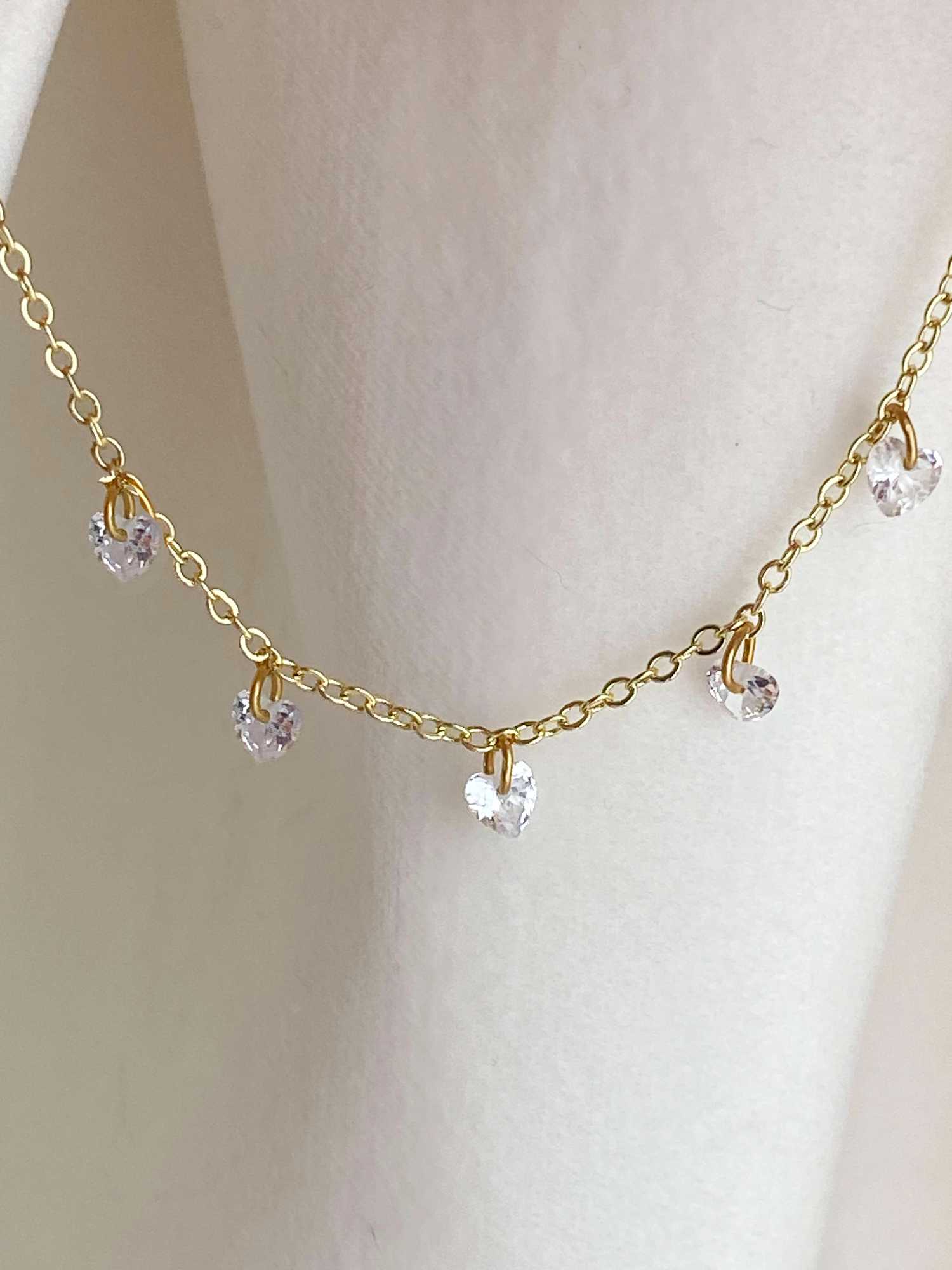 Rising Star 5 Heart Diamond Dangle Necklace