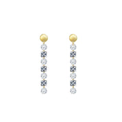 Rising Star Princess and Round Diamond Long Drop Tennis Earrings