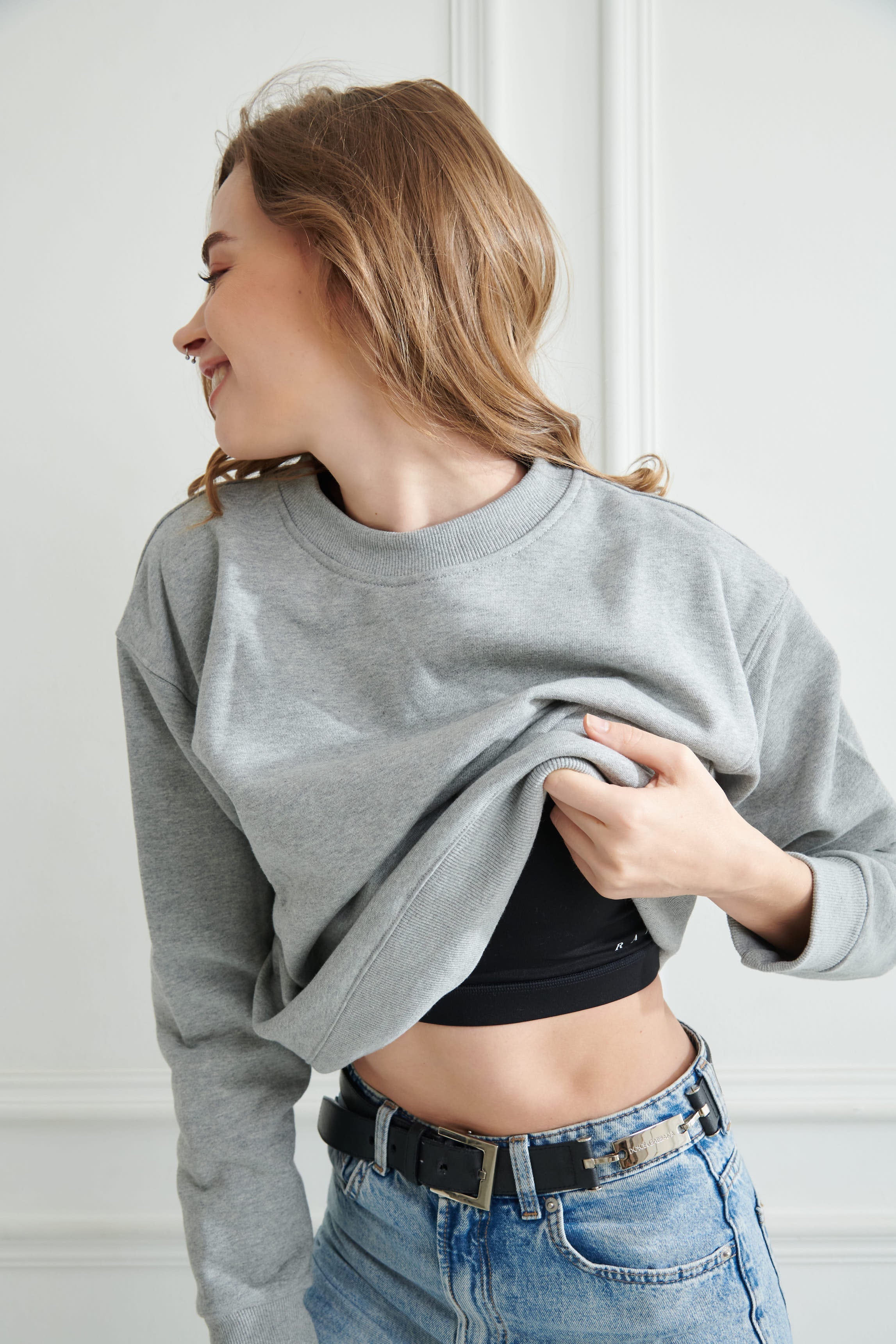 Soft Brushed Cotton Sweatshirt - Grey