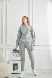 Soft Brushed Cotton French Terry Sweatpants  - Grey