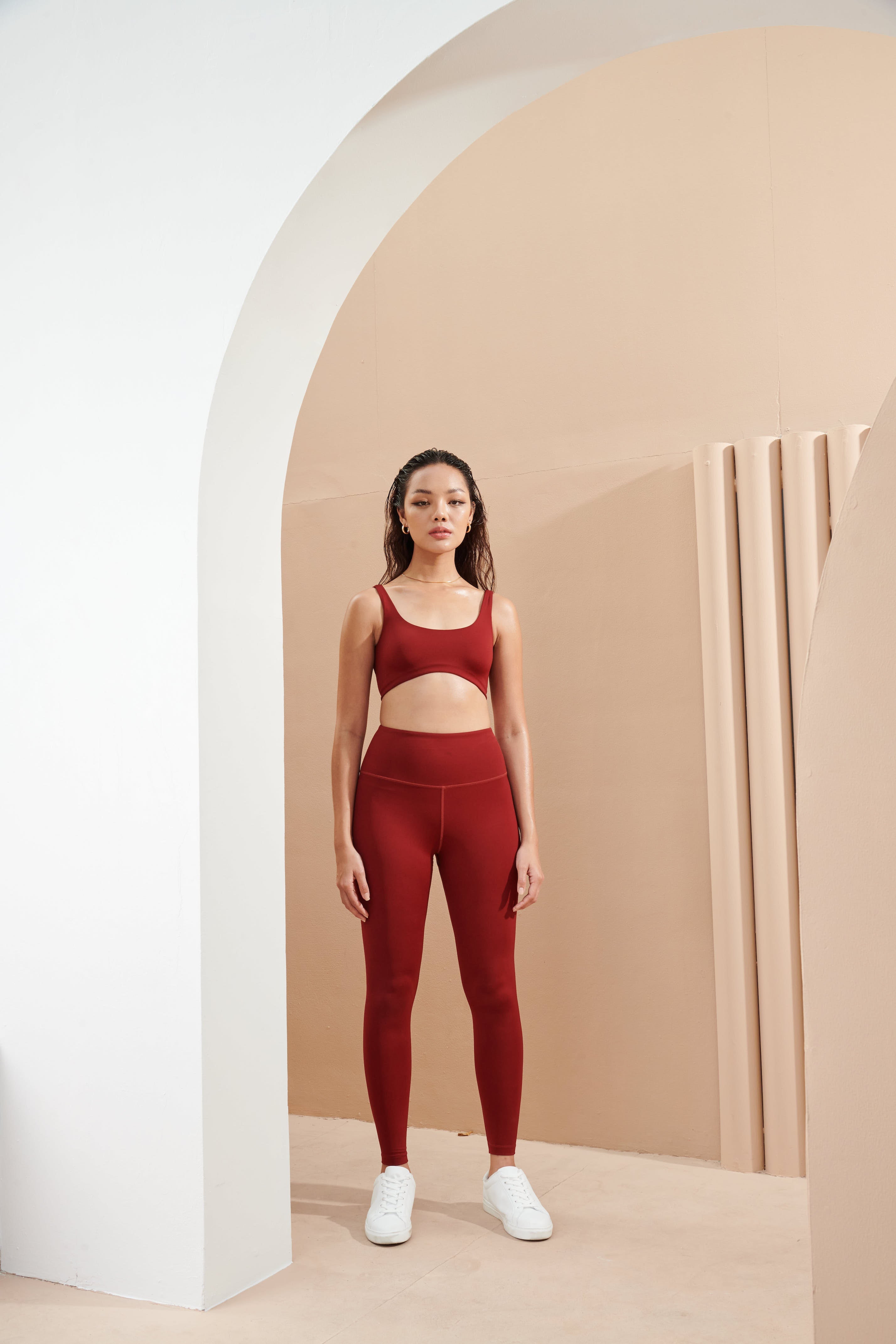 AirRise scoop neck sports bra - Wine Red