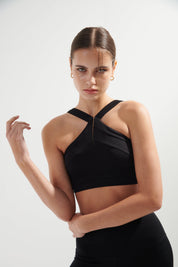 AirRise Convertible V neck sports bra - Black