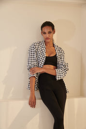 Gingham Set (Shirt & Trousers) -  Black