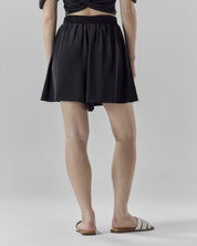 Wide-Leg Cupro Modal Shorts | Black