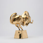 Cubist Bull in Polished Bronze