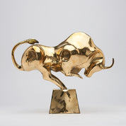 Cubist Bull in Polished Bronze