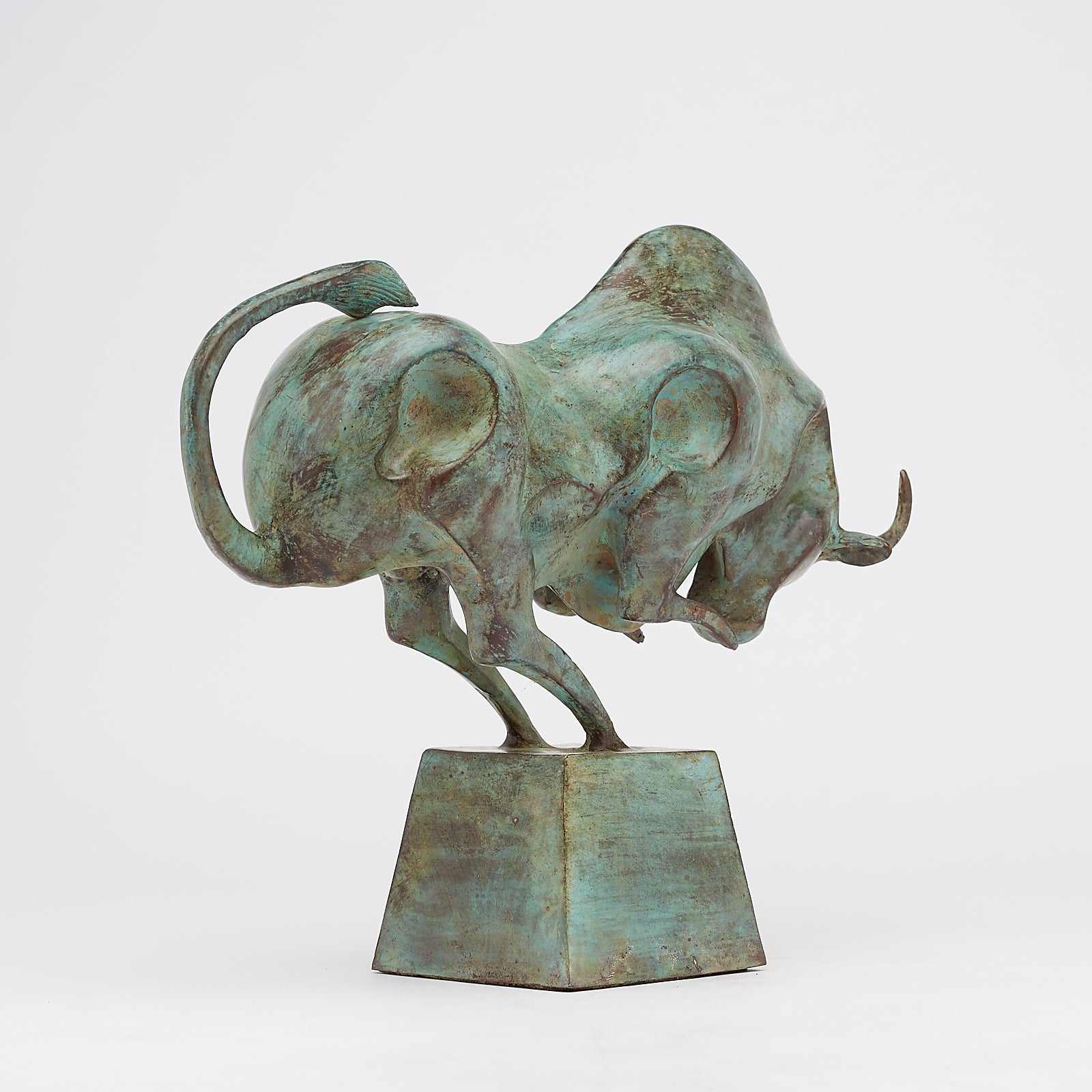 Patinated Cubist Bull