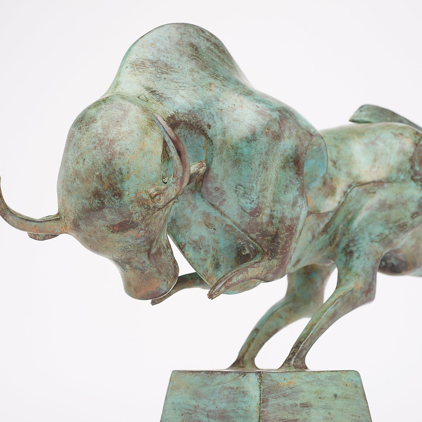 Patinated Cubist Bull