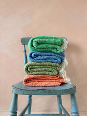 Samos Hammam Towel, Olive and Dusty Pink