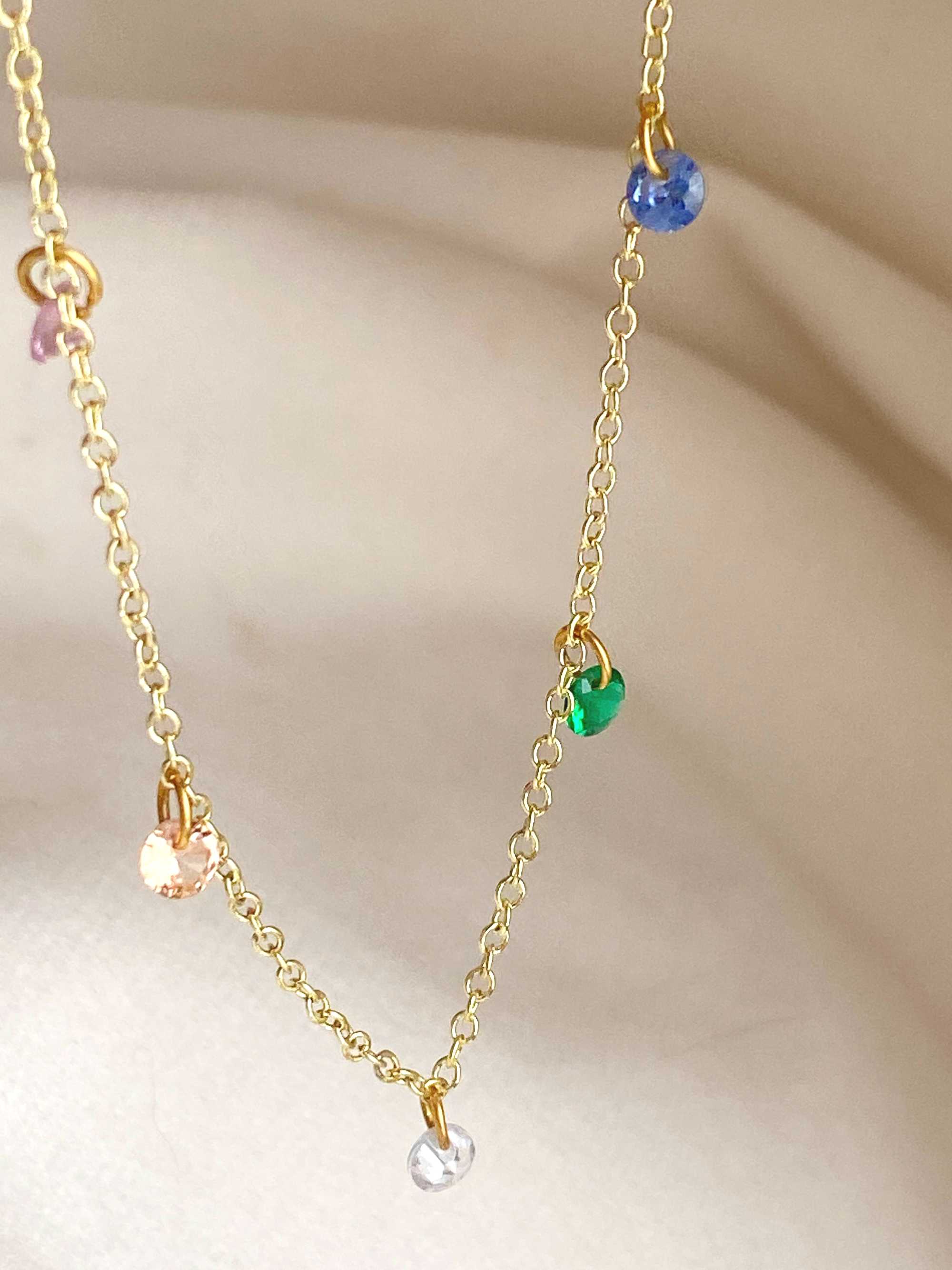 Rising Star Rainbow Sapphire 5 Dangle Necklace